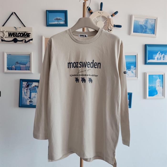 MOZ小鹿休闲纯棉刺绣内搭卫衣