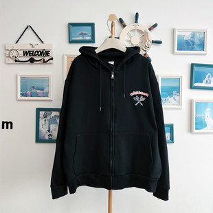 日单吉伊卡哇连帽拉链外套Chiikawa小八乌萨奇刺绣休闲风薄绒卫衣