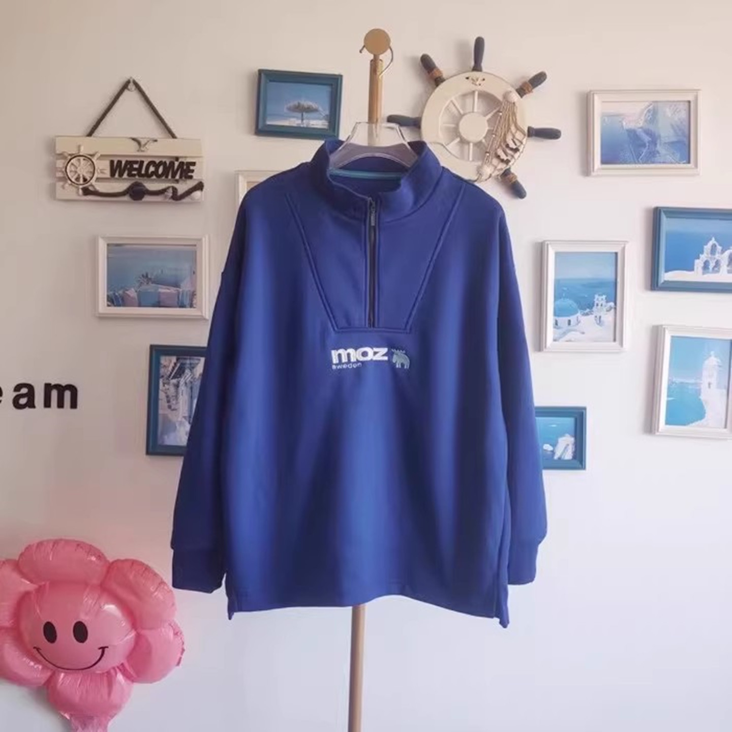 MOZ小鹿加绒宽松休闲风刺绣卫衣