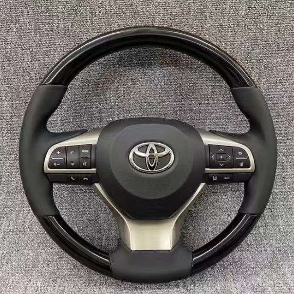 适用于皇冠锐志凯美瑞改装新款雷克萨斯GS方向盘真皮款钢琴黑桃木