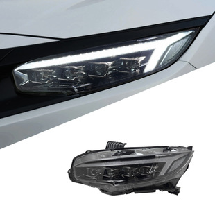 适用于十代思域大灯总成FK8改装龙翼LED日行灯流水转向灯透镜大灯