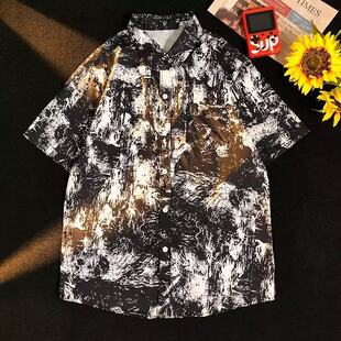 Американский помогайка рубашка мужской продвинутый смысл короткий рукав накладки Одежда тонкий летний для мужчин код цветущий гавайи пальто мужской