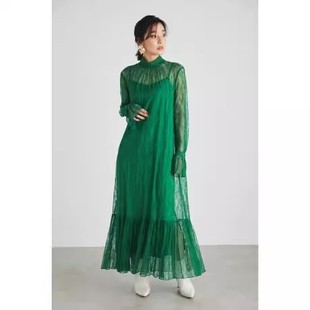 B030110日单贵牌9900日元 连衣裙 套头宽松女气质镂空透视蕾丝长款