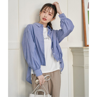 衬衫 D17034日单新款 单排扣翻边领宽松显瘦女纯色通勤气质抽绳长袖