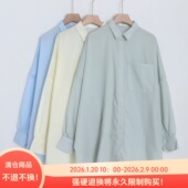 衬衫 D13013日单客供料单排扣宽松显瘦女气质通勤休闲中长款 长袖