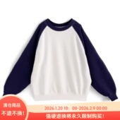 D13017日单秋冬款 GL螺纹圆领套头宽松女撞色内加薄绒休闲简洁卫衣