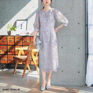 C12013日单1.4W 隐形拉链系带圆领女气质重工刺绣蕾丝连衣裙 新款