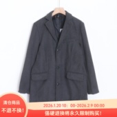 领单排扣气质中性休闲中长款 D07002日单秋款 日系简洁西装 呢子外套