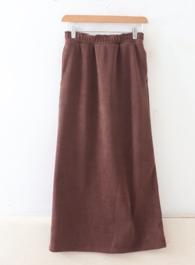 D01010日单秋冬新款客供松紧高腰显瘦H型女气质加绒长款半身裙