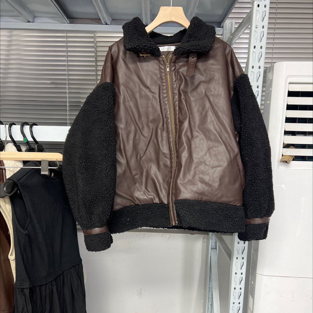 319皮衣棉服拼接款M