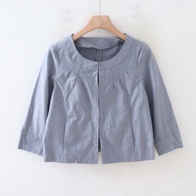 B070122日单新款客供料圆领挂扣微宽松女气质通勤纯色短款外套