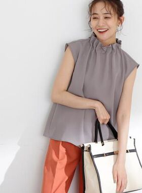 A05060日单夏季新款7900日元褶皱立领单排扣微宽松女气质优雅衬衫