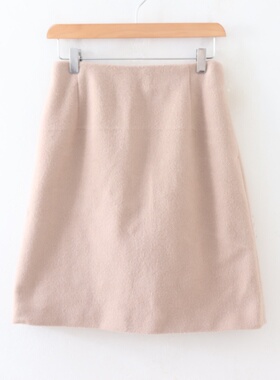 D02035日单秋冬新款大R隐形拉链高腰A字裙女通勤气质呢子半身裙