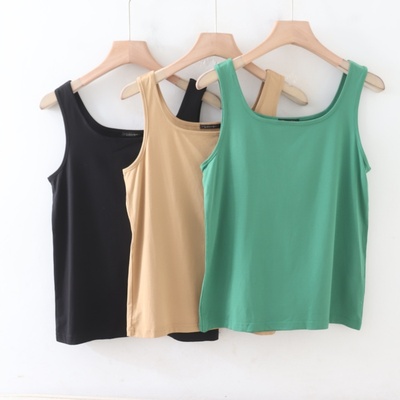 D01005日单新款客供料方领套头微宽松好搭配女休闲纯色简洁背心