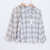衬衫 D090115日单新款 单排扣宽松显瘦好搭配女通勤休闲格子长袖