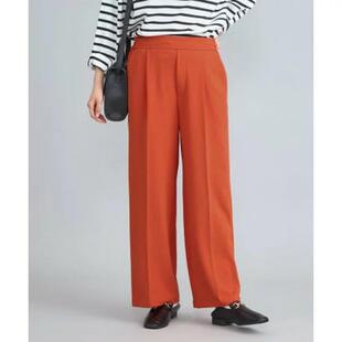 女纯色休闲通勤阔腿裤 C11001日单新款 客供料后松紧高腰显瘦长裤