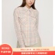 C04087日单以挂拍图为主新款 纯棉衬衫 单排扣微宽松女格子修身 长袖
