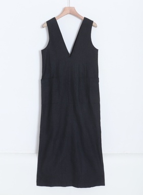 D04001日单新款门襟拉链套头微宽松好搭配女气质牛仔背心连衣裙