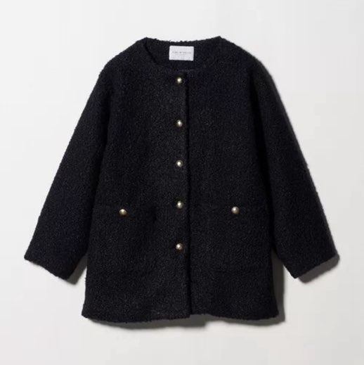 231，U家 8910日元 藏黑色圈圈昵毛呢外套