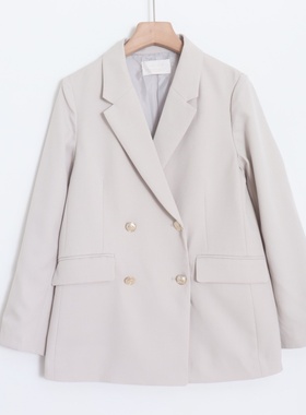 D05023日单1.69W新款客供料双排扣微宽松女纯色气质通勤西装外套