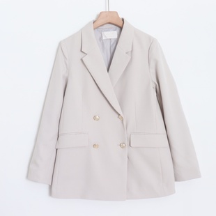 D05023日单1.69W新款 外套 客供料双排扣微宽松女纯色气质通勤西装