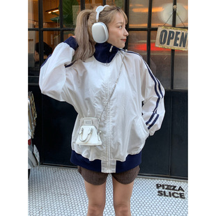 GL螺纹领拉链宽松好搭配女撞色气质休闲款 B06087日单早秋款 外套