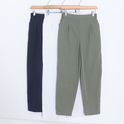 D05003日单秋款客供料简洁后松紧高腰显瘦长裤麻棉气质通勤哈伦裤