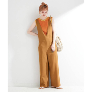 连体阔腿裤 D190120日单新款 贵牌V领后松紧宽松休闲显瘦女气质无袖