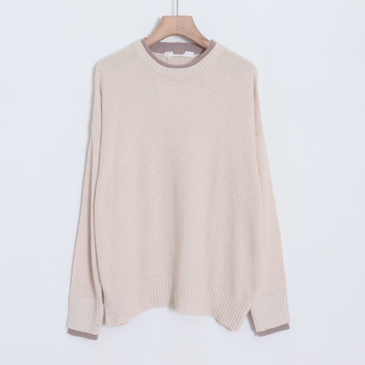 D03012日单秋冬款客供料简洁圆领套头宽松好搭配女有弹性休闲毛衣