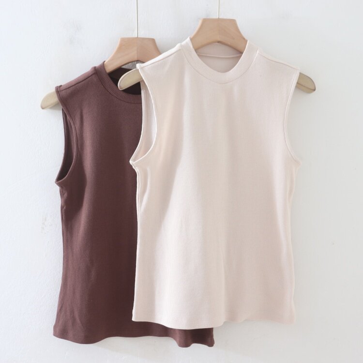 P06040日单春夏新款客供料圆领套头修身显瘦女有弹性打底针织背心