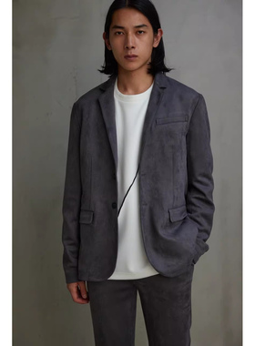 D15029日单8790日元新款简洁单排扣男士休闲麂皮绒长袖西装外套