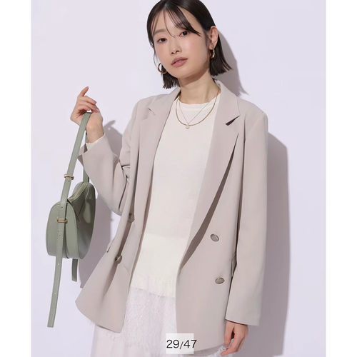 A040108日单新款1.69W新款客供料双排扣微宽松女气质通勤西装外套
