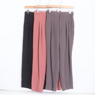 D14086日单贵牌米拉家新款客供侧纽扣可调节高腰长裤女气质哈伦裤