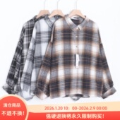 衬衫 D09089日单新款 单排扣宽松好搭配女简洁通勤休闲磨毛格子长袖