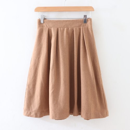 B06028日单秋款客供料后松紧高腰显瘦A字裙女纯色简洁呢子半身裙