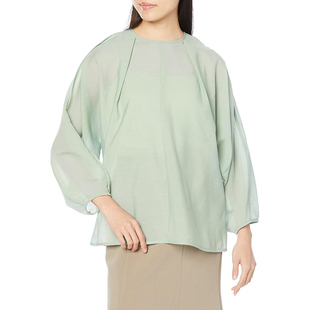 D14090日单新款贵牌米拉家客供后纽扣圆领套头宽松女气质长袖衬衫