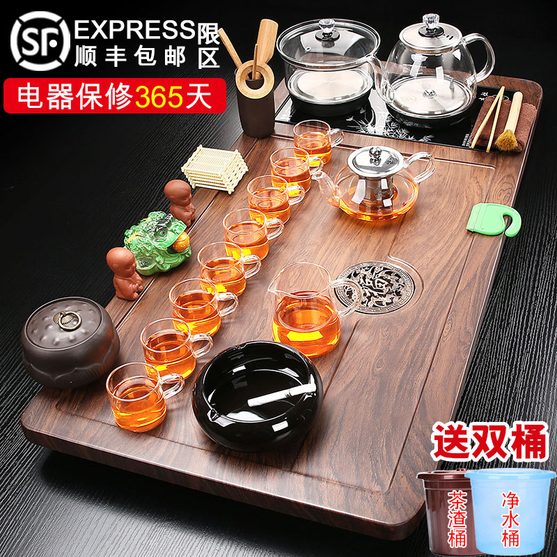 全自动紫砂茶具套组玻璃烧水壶一体茶台涌泉上水茶盘家用功夫现代