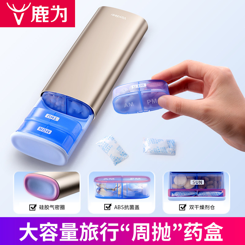 药盒药品分装盒子老人一周七天早中晚药物片分药器吃药提醒便携式,收纳整理,药盒,淘宝优惠券,粉丝福利购,淘宝优惠卷