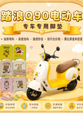 踏浪Q90专用电瓶电动车脚垫可爱卡通防水防滑丝圈脚踏垫装饰配件