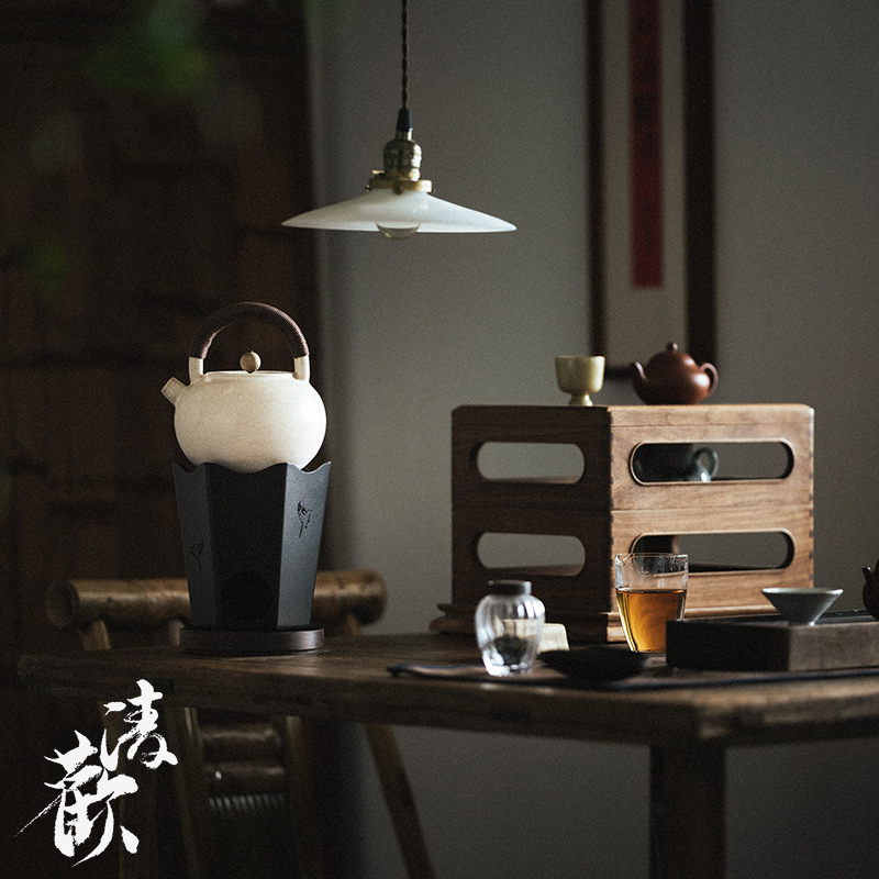 清欢丨日式精铁碳炉 家用桌面煮茶炉温茶炉 明火碳炉带酒精灯底座