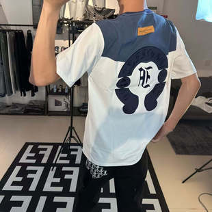 网红同款刺绣撞色短袖夏男女情侣款潮牌休闲社会青年高街上衣t恤