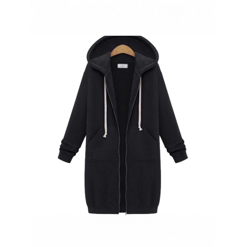 订单款2024外贸跨境亚马逊欧美秋冬女装中长款连帽长袖卫衣女冬季