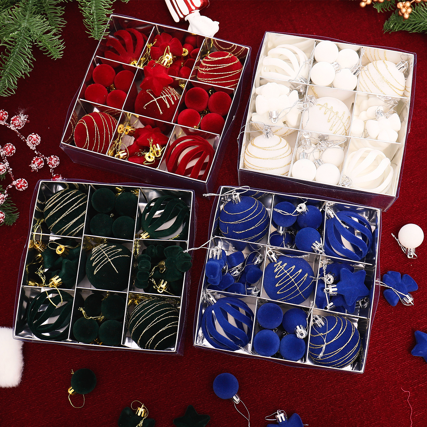 新款植绒球套装/红绿白蓝