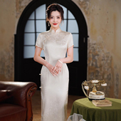 真丝连衣裙日常时尚 高端年轻气质高档新中式 新品 醋酸旗袍2025夏季