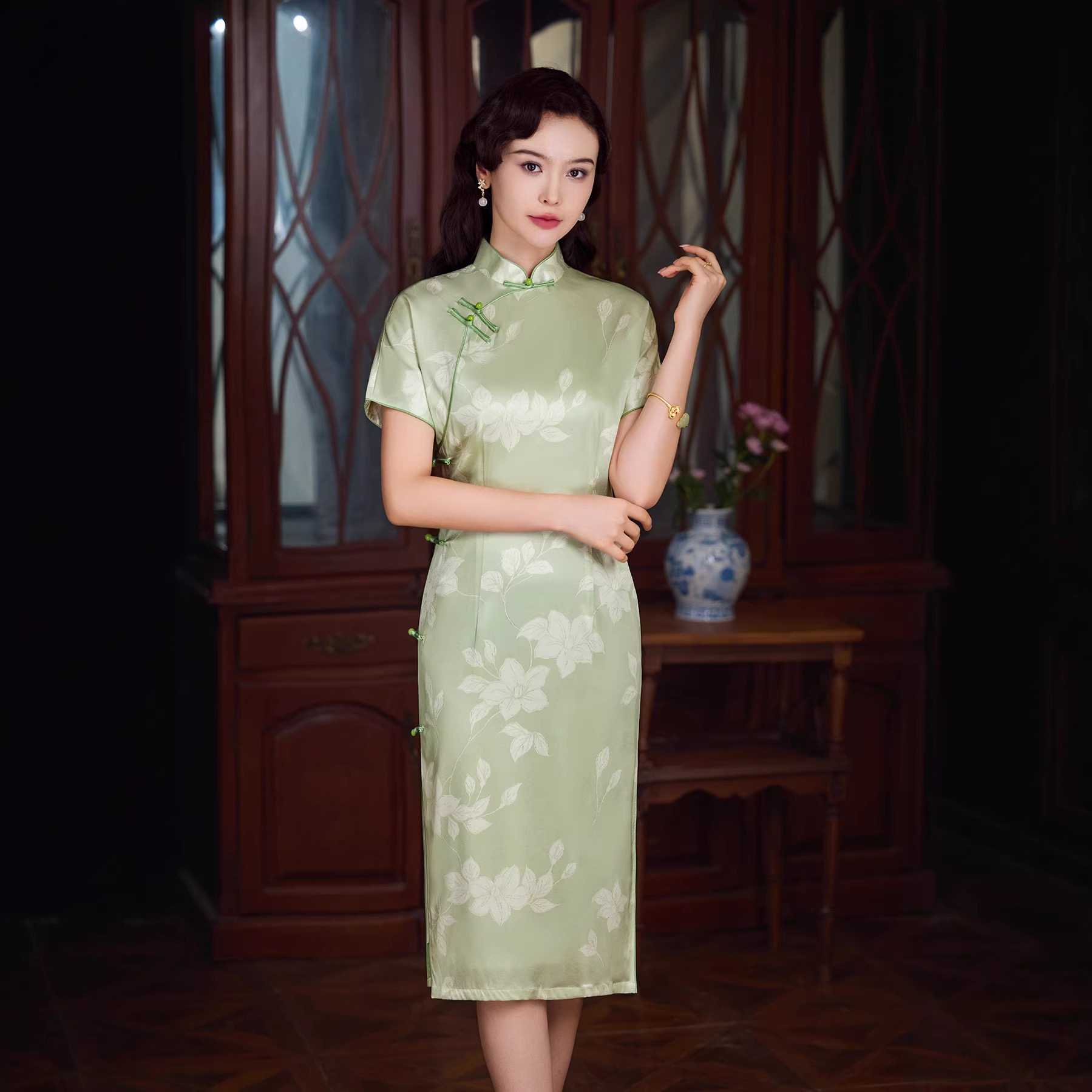 中长款文艺小清新国风改良版少女气质旗袍夏季改良日常可穿连衣裙