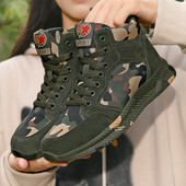 秋冬加绒户外运动鞋 徒步登山鞋 作训鞋 高帮帆布迷彩棉鞋 解放工作鞋
