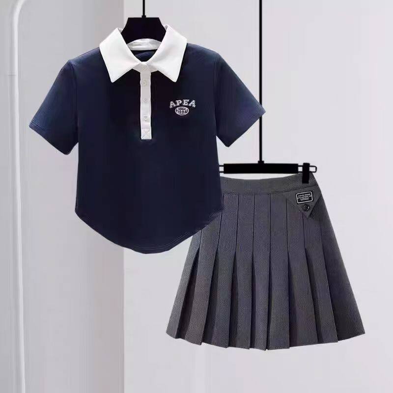 女童夏装套装 JK制服夏季2026新款女大童初中生学百褶裙