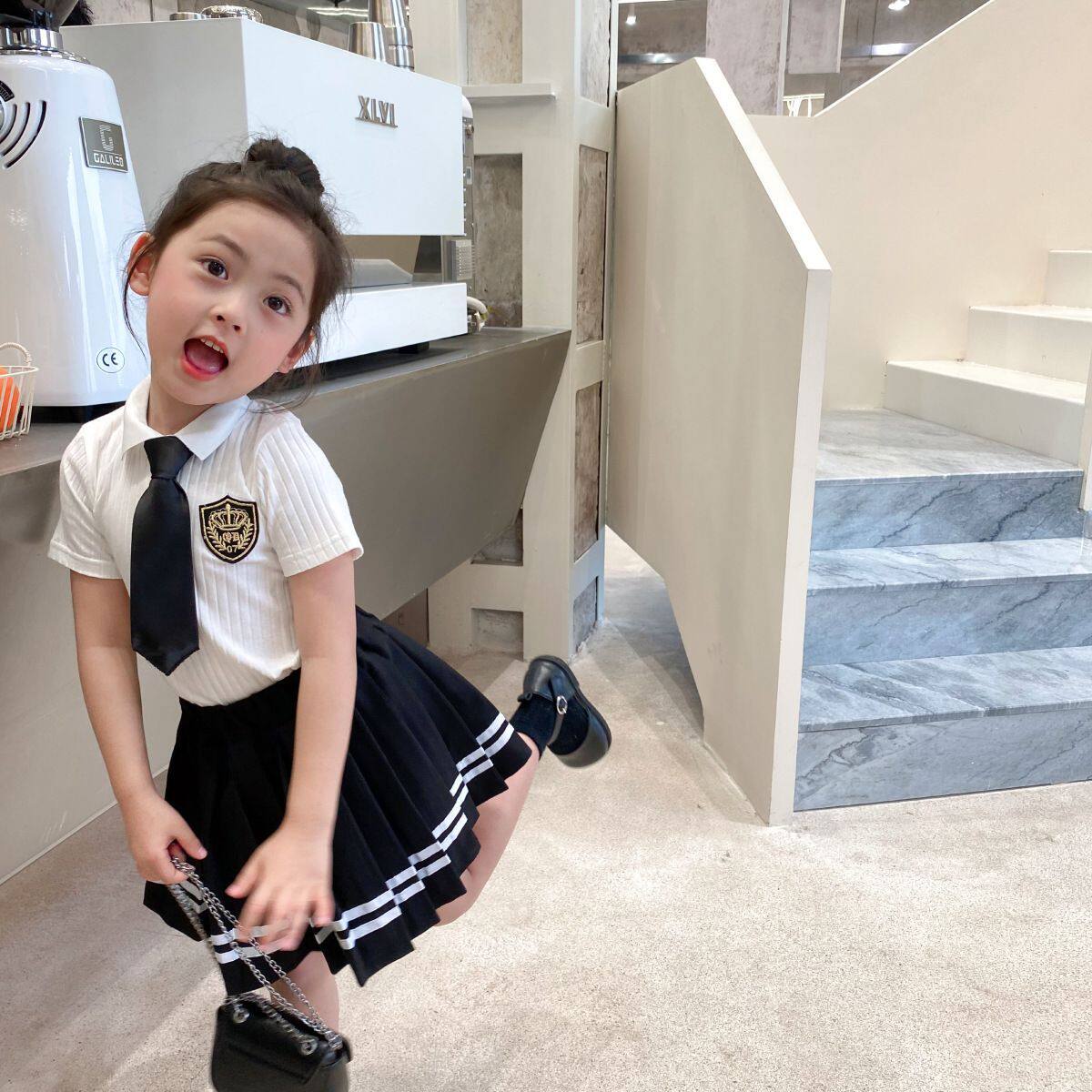 jk制服套装女童裙子2024夏季新款英伦风班服儿童宝宝学院风百褶裙