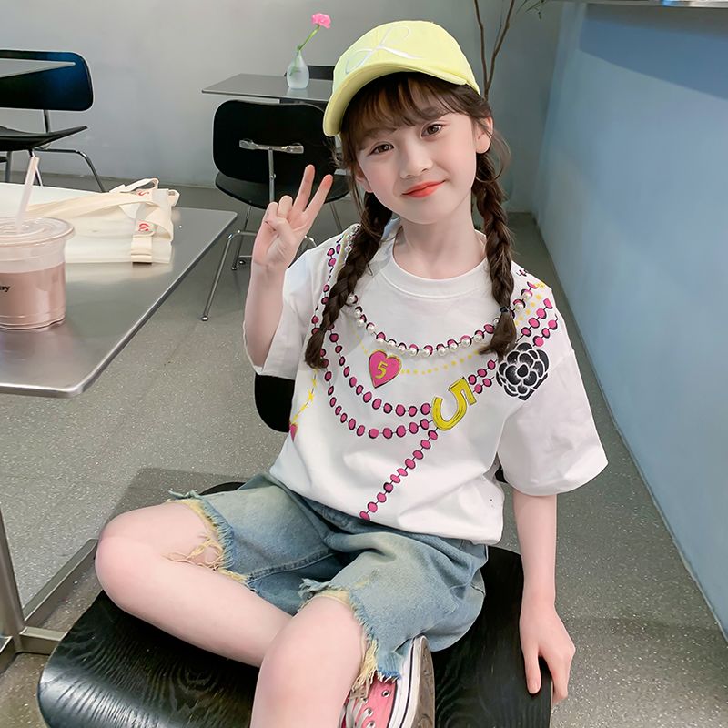 女童短袖T恤2026新款夏装儿童纯棉洋气半袖上衣夏季女孩t网红体恤