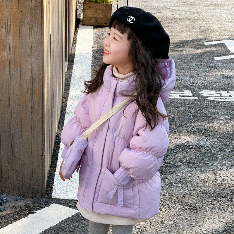 儿童羽绒服女童2024新款洋气中小童宝宝韩版加厚童装中长款外套冬